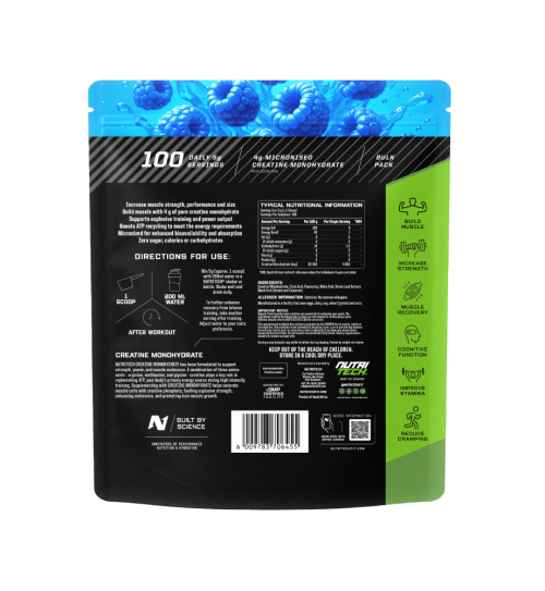 NUTRITECH CREATINE MONOHYDRATE - FLAVORED - 100 Servings (500g)
