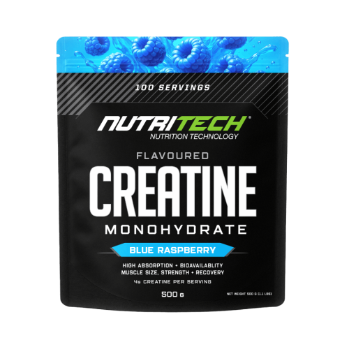 Nutritech-creatine-monohydrate-500g-pouch-blue-raspberry NUTRITECH CREATINE MONOHYDRATE - FLAVORED - 100 Servings (500g)
