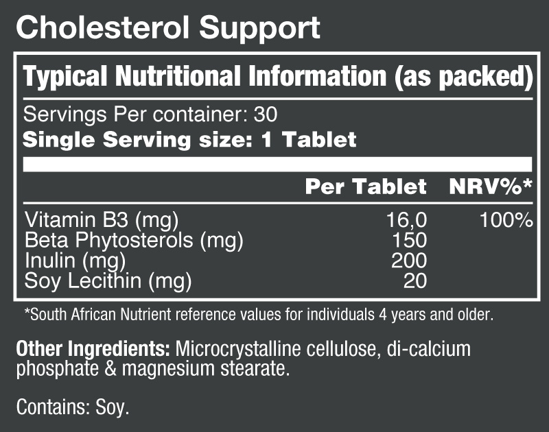 Vitatech Cholesterol Support 30 Tabs - Nutritional Information