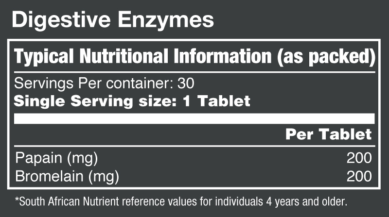 Vitatech Digestive Enzymes 30 Tabs - Nutritional Information