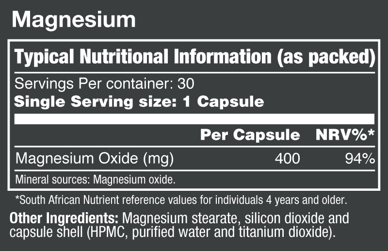 Vitatech Magnesium 30 Tabs - Nutritional Information