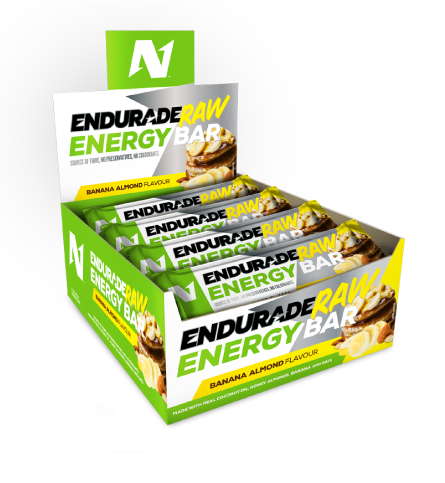 ENDURADE RAW Energy Bar - No Preservatives - Banana and Almond - Box of 12