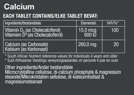 Calcium Nutritional Label