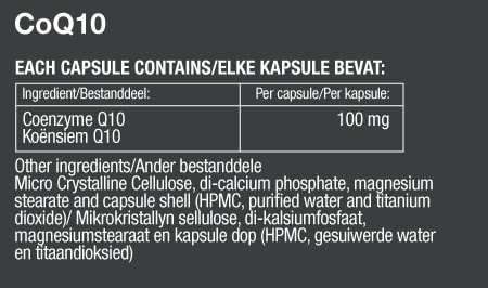 CoQ10 Nutritional Label