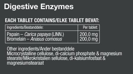 Digestive Enzymes Nutritional Label