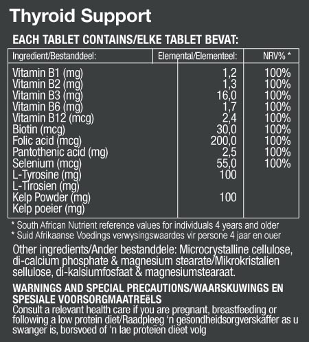 Thyroid Support Nutritional Label