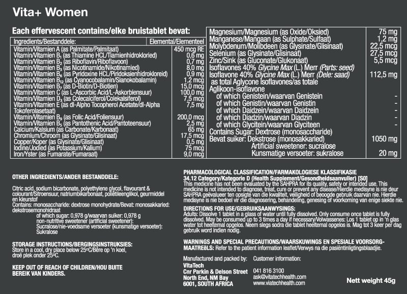 Vitatech Women Effervescent - Nutritional Information
