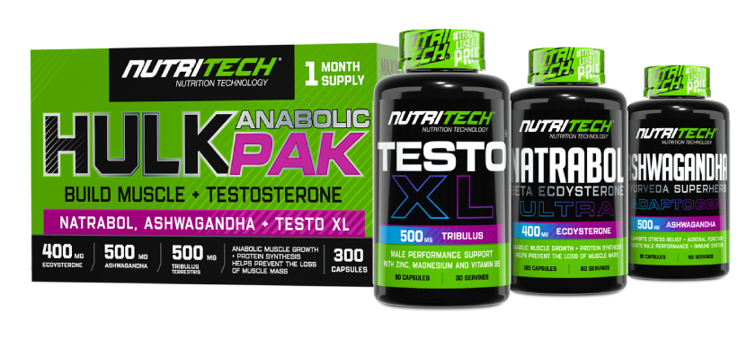 HULK Pak - Testo XL, Ashwagandha and Natrabol Beta-Ecdysterone - Product Pack