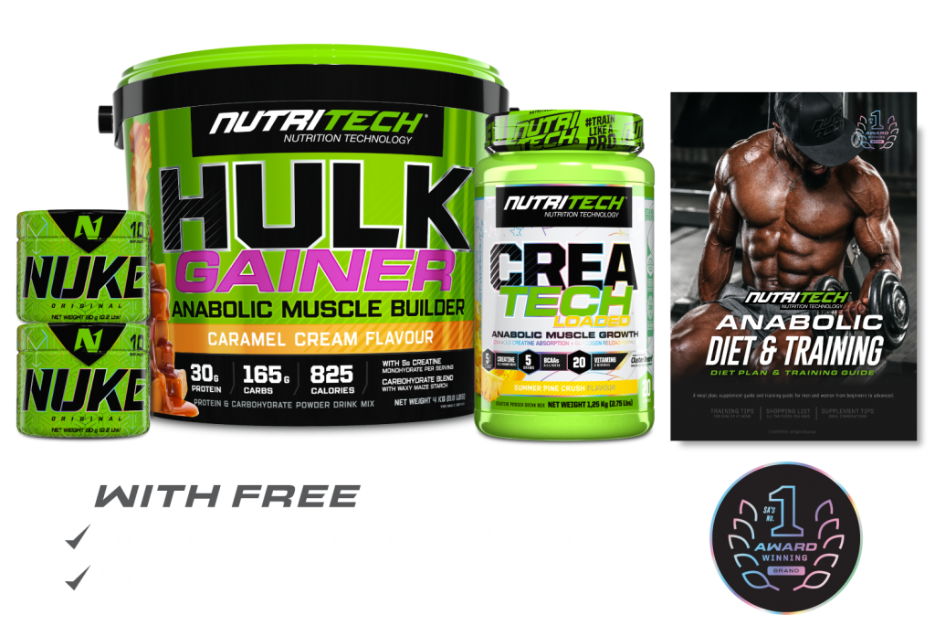 HULK Gainer - Anabolic Muscle Stack with Free Training Program - Grey Text