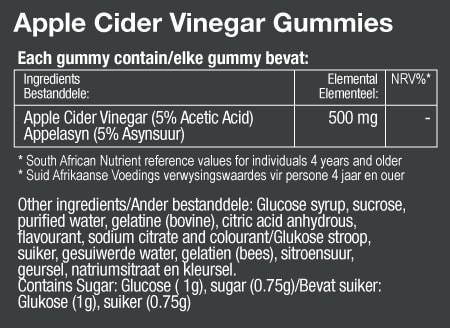 Vitatech Apple Cider Vinegar Gummies - Nutritional Information