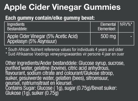 Vitatech Apple Cider Vinegar Gummies - Nutritional Information