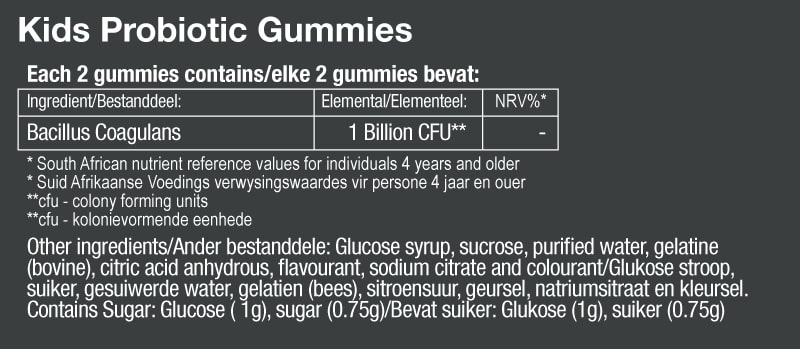 Vitatech Kids Probiotic Gummies - Nutritional Information