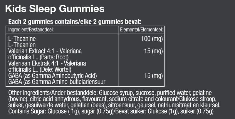 Vitatech Kids Sleep Gummies - Nutritional Information