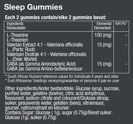 Vitatech Sleep Gummies - Nutritional Information
