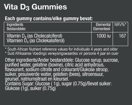 Vitatech D3 Gummies - Nutritional Information