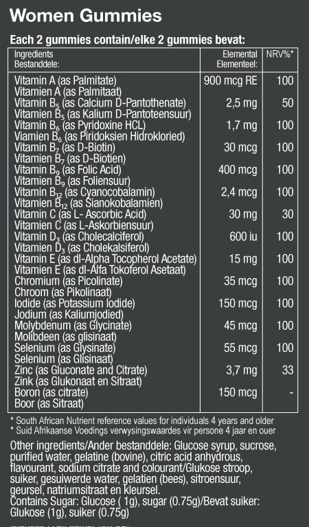 Vitatech Women Gummies - Nutritional Information