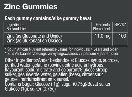 Vitatech Zinc Gummies - Nutritional Information