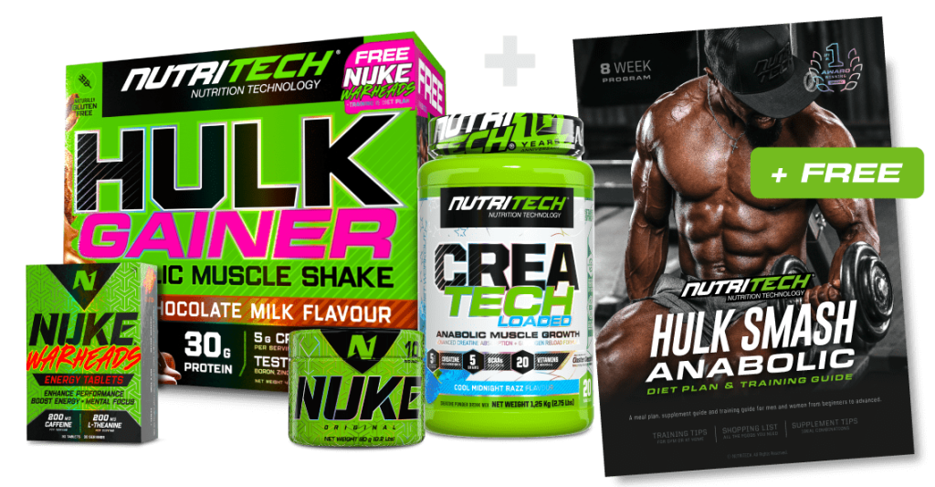 Hulk Gainer Anabolic Muscle Growth Combo deal with Mass Gainer, Creatine and Pre-Workouts - Horizontal align