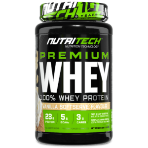 NutriTech Premium Whey Protein 908g tub, vanilla softserve flavour