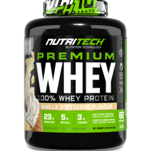 NutriTech Premium Whey Protein 2k tub, vanilla soft serve flavour
