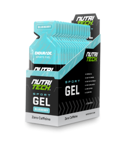 NUTRITECH Sport Energy Gel zero caffeine isotonic sports gel for hyrox box of 15 sachets blueberry
