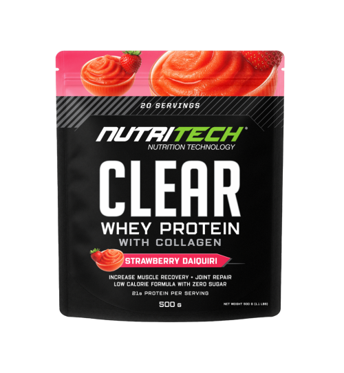 Nutritech-clear-whey-strawberry-pouch-thumb NUTRITECH CLEAR WHEY PROTEIN ISOLATE 500g - 20 Servings