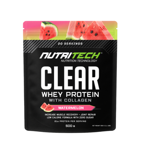 Nutritech-clear-whey-watermelon-pouch-thumb NUTRITECH CLEAR WHEY PROTEIN ISOLATE 500g - 20 Servings