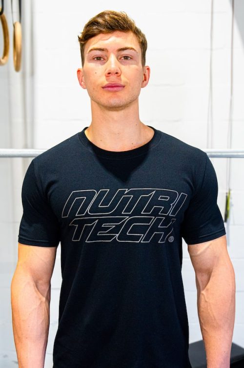 NUTRITECH T-SHIRT - BLACK - OUTLINE STACK LOGO