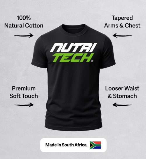 NUTRITECH T-SHIRT - BLACK - COLOUR STACK LOGO