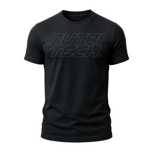 NUTRITECH T-SHIRT - BLACK - OUTLINE STACK LOGO