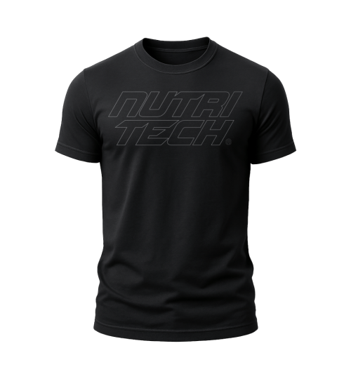 NUTRITECH T-SHIRT - BLACK - OUTLINE STACK LOGO