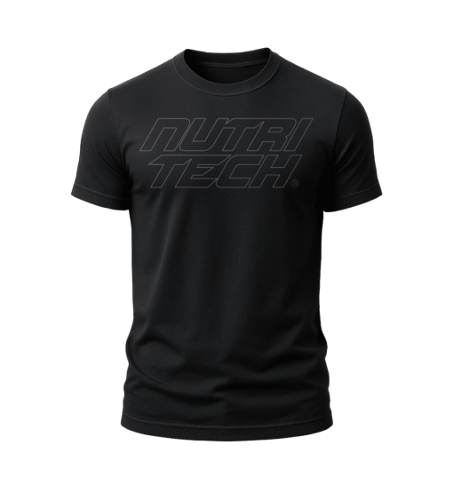 NUTRITECH T-SHIRT - BLACK - OUTLINE STACK LOGO