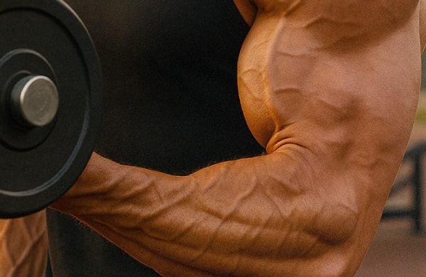 muscular arm pimped up on vascular pre-workout nuke pump