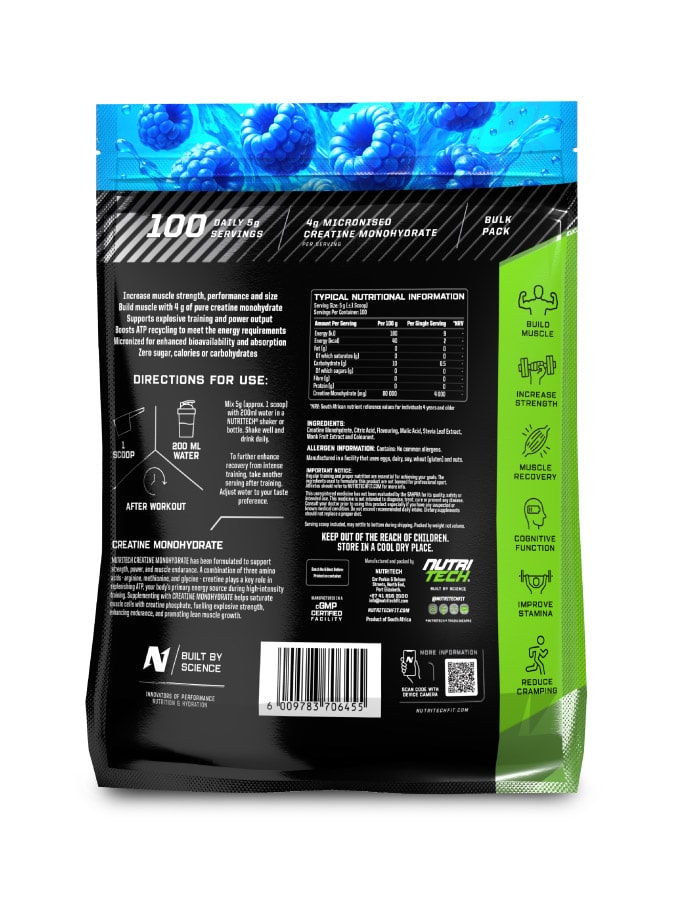 NUTRITECH CREATINE MONOHYDRATE - FLAVORED - 100 Servings (500g) - Image 2
