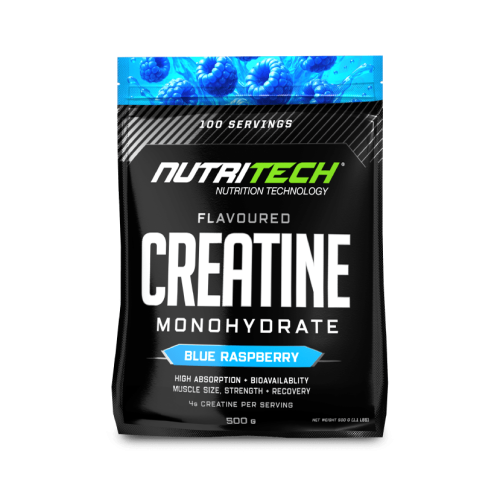 Nutritech-creatine-monohydrate-pouch-500g-blueberry-min NUTRITECH CREATINE MONOHYDRATE - FLAVORED - 100 Servings (500g)