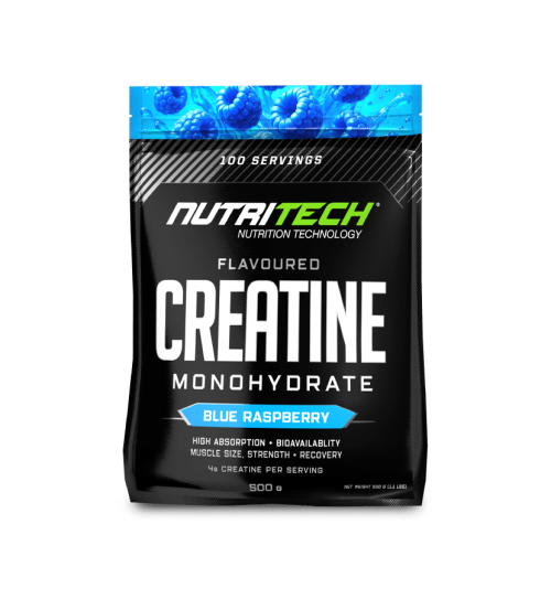 Nutritech-creatine-monohydrate-pouch-500g-blueberry-min NUTRITECH CREATINE MONOHYDRATE - FLAVORED - 100 Servings (500g)