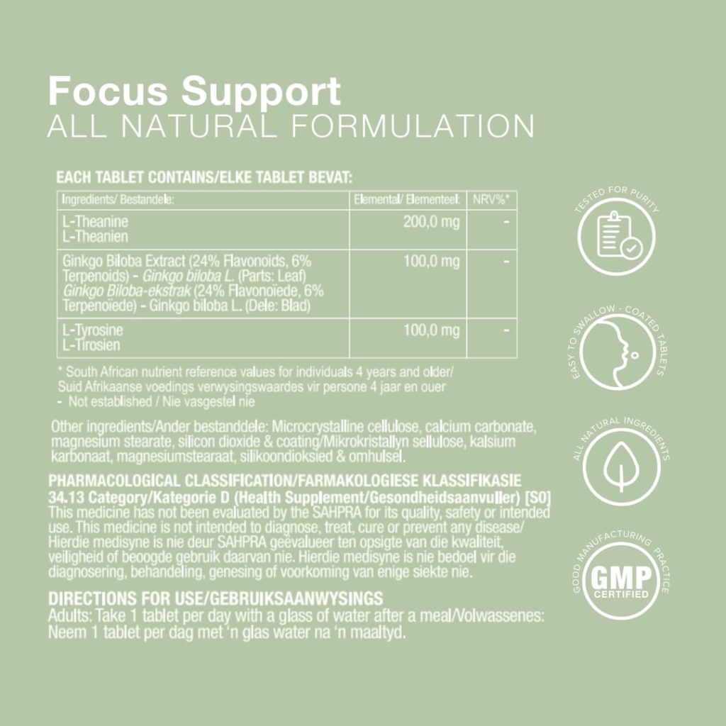 Vitatech Focus Support Tablets – NUTRITECH Supplements South Africa