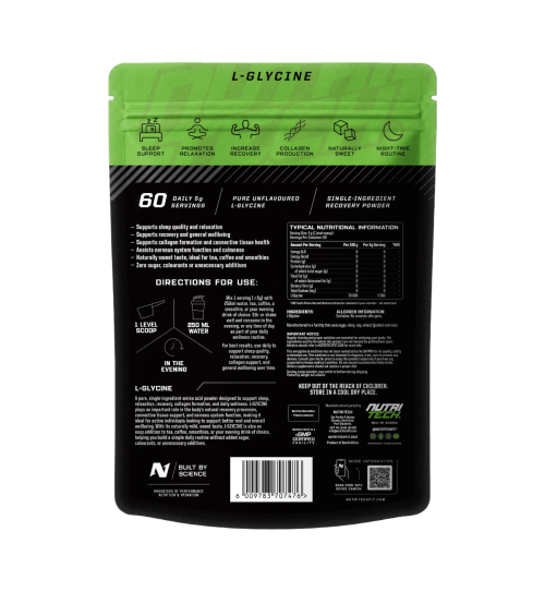 nutritech-L-Glycine-back-thumb NUTRITECH L-GLYCINE - 60 Servings (300g)